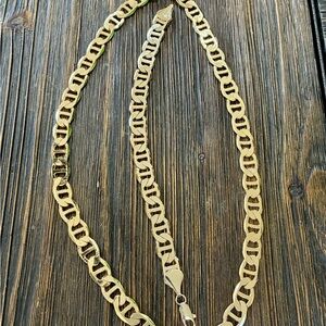Vintage 14k Stamped Plated Flat Mariner Chain and Braclet